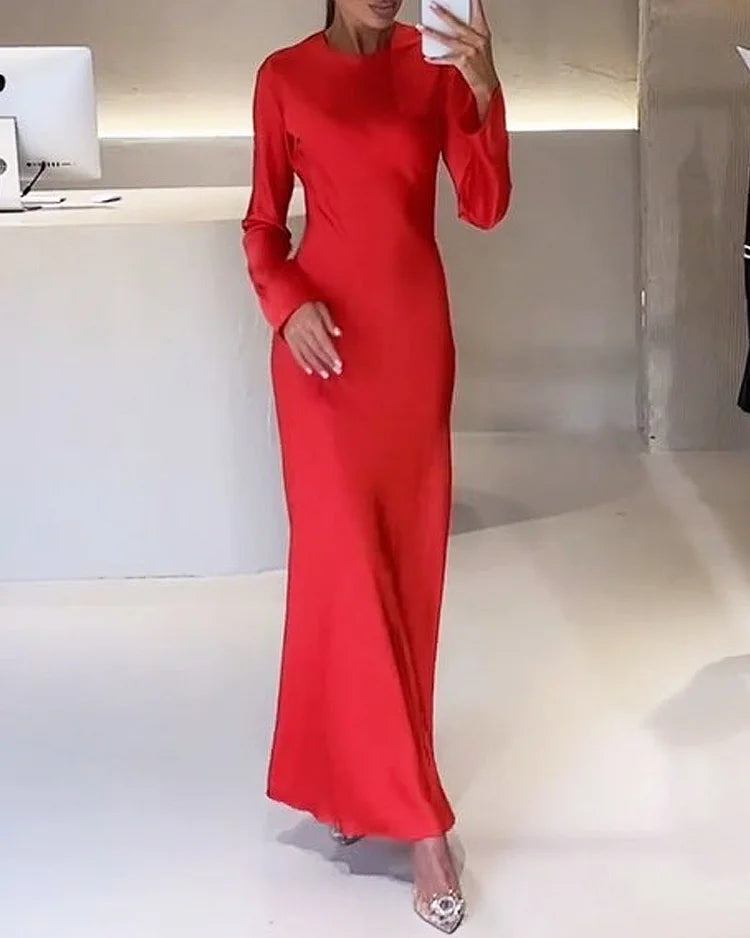 Eliora™ - Effen Satijnen Lounge Jurk (50% KORTING)