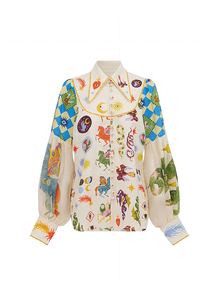 Sofia&Aurora™ - Prachtige Vintage Blouse met all-over Prints