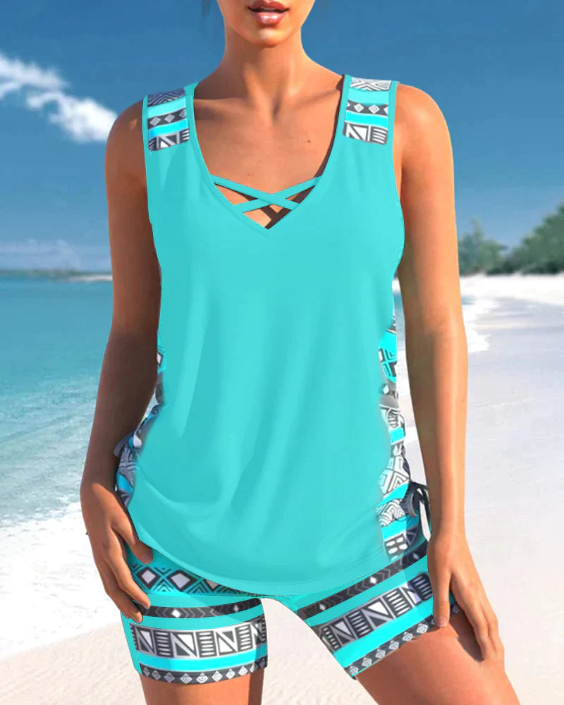 Geometrische V-hals Tankini's