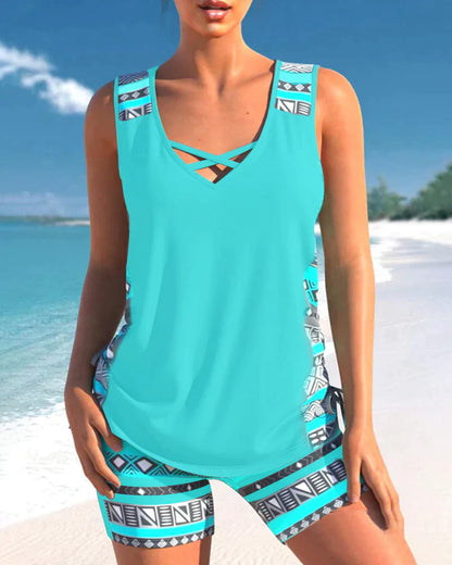Geometrische V-hals Tankini's