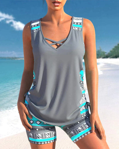 Geometrische V-hals Tankini's