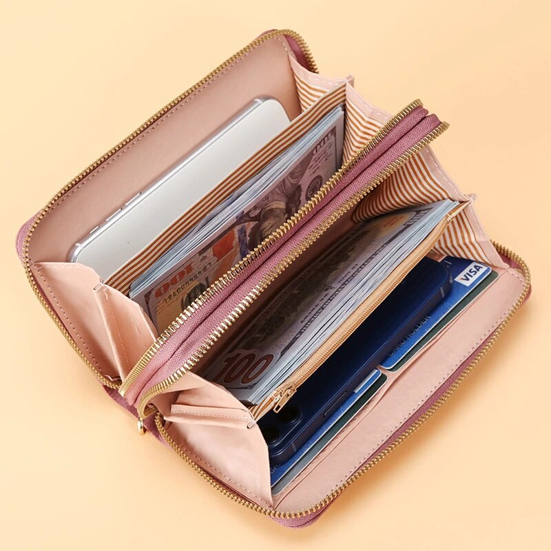 Ellie portemonnee - Lange leren portemonnee met dubbele rits