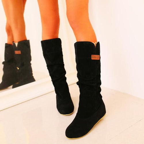 Sofia&Aurora™ - PU-Suede Leren Laarzen met Vlakke Zool