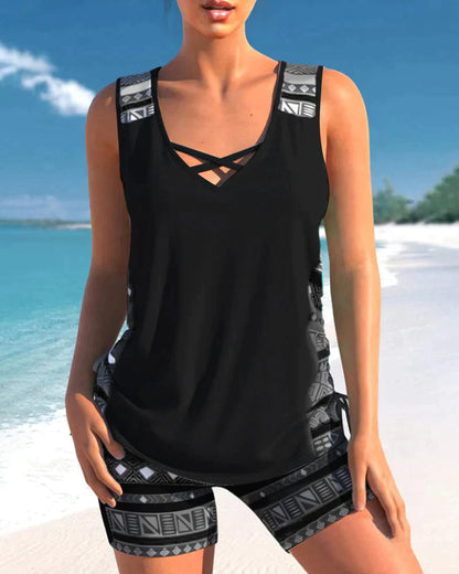 Geometrische V-hals Tankini's