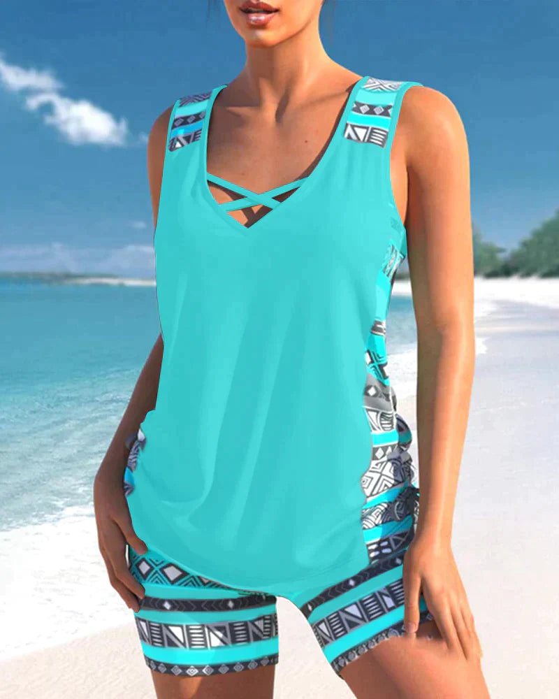 Geometrische V-hals Tankini's