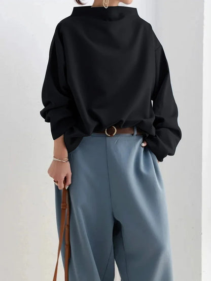 Zlata™ - Casual T-shirt Met Hoge Hals En Lange Mouwen (50% KORTING)