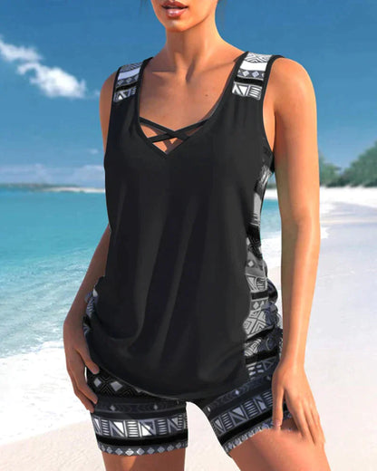 Geometrische V-hals Tankini's
