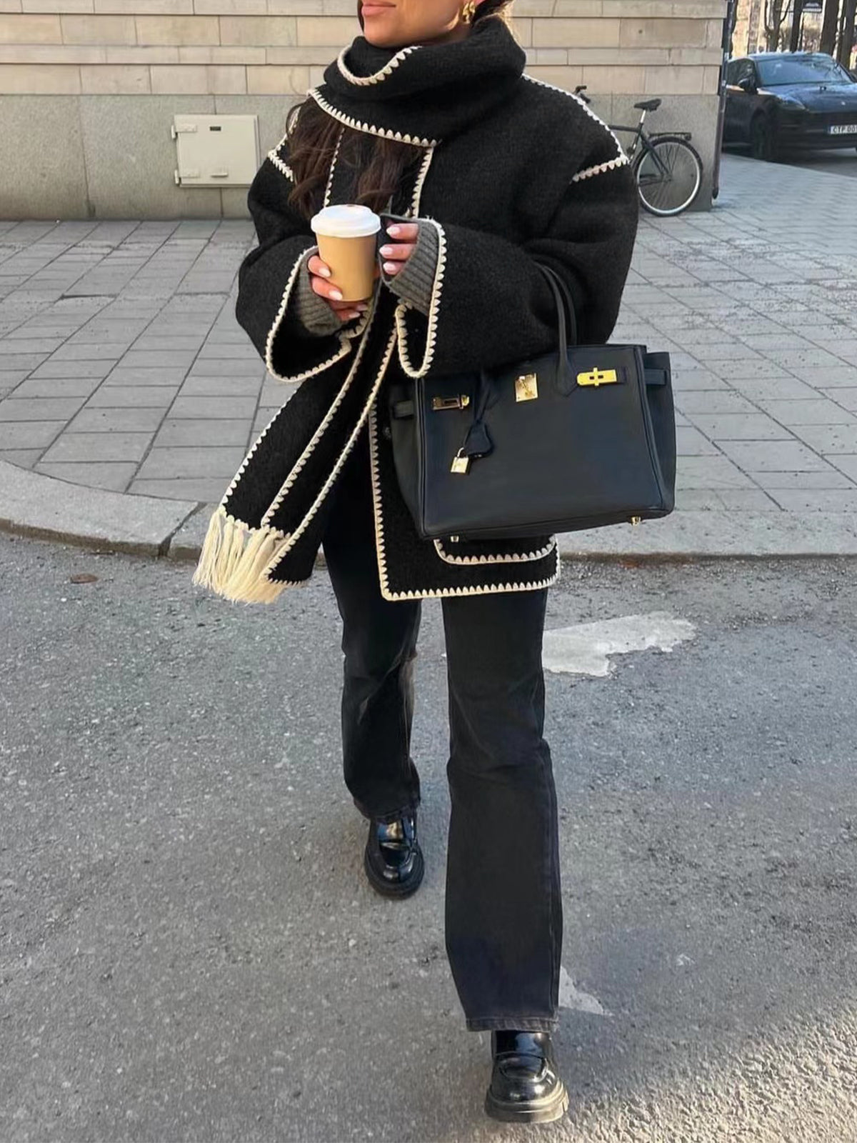 Eleanor™ - Contrasterende Jas Met Schalbesatz(50% KORTING)