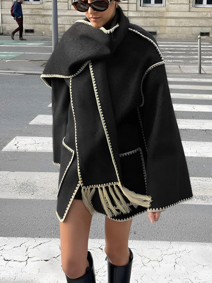 Eleanor™ - Contrasterende Jas Met Schalbesatz(50% KORTING)