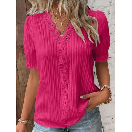 Kanten blouse met korte mouwen