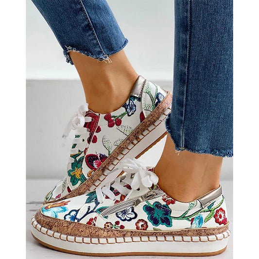 Ginevra™ - Sneakers met Bloemprint en Veters