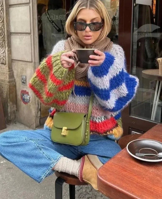 Camilla™ Grof Gebreide Multi Gekleurde Trui