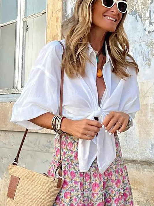 Casual Blouse met Halve Mouwen