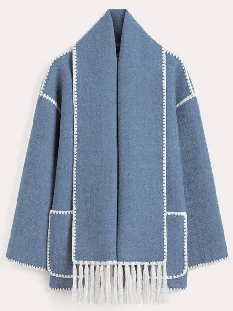 Eleanor™ - Contrasterende Jas Met Schalbesatz(50% KORTING)