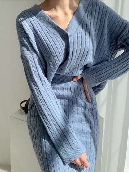 Lily | Gebreide top en rok set