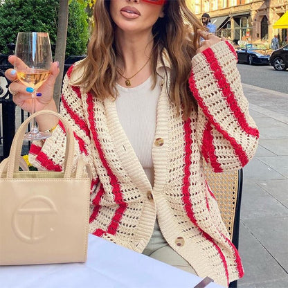 Ginevra™ - Gebreide Gestreepte Cardigan Set