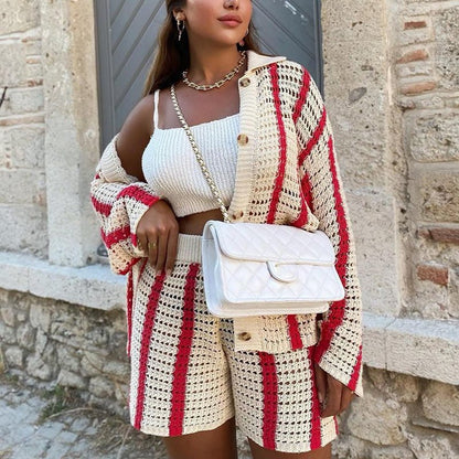 Ginevra™ - Gebreide Gestreepte Cardigan Set