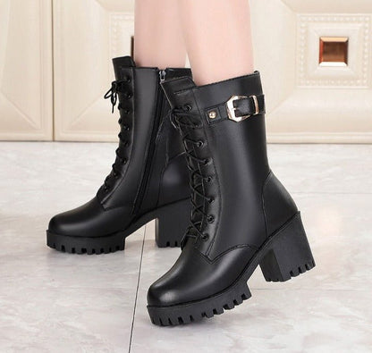 Ginevra™ - Hoge Stevige Warme Laarzen met Hak