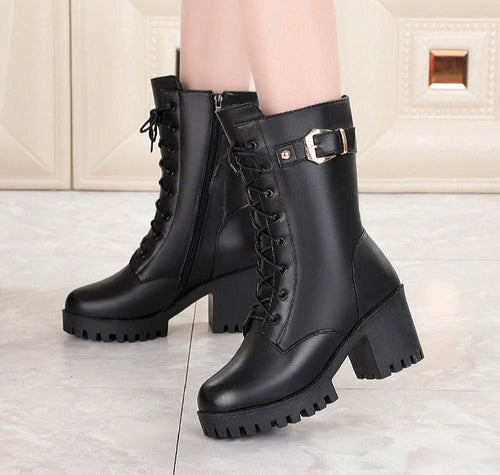 Ginevra™ - Hoge Stevige Warme Laarzen met Hak