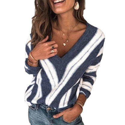 Ginevra™ - Door de grote vraag naar collectie, is de voorraad beperkt! -  Pullover met V-Hals en Streeppatroon
