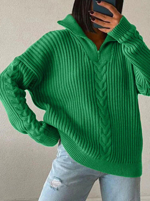 Ginevra™ - Wollen trui met hoge kraag, rits en patroon