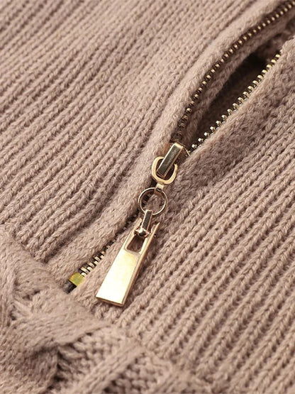 Ginevra™ - Wollen trui met hoge kraag, rits en patroon